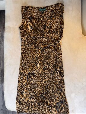 Ralph Lauren Leopard Print Sleeveless Midi Dress - Brown/Black